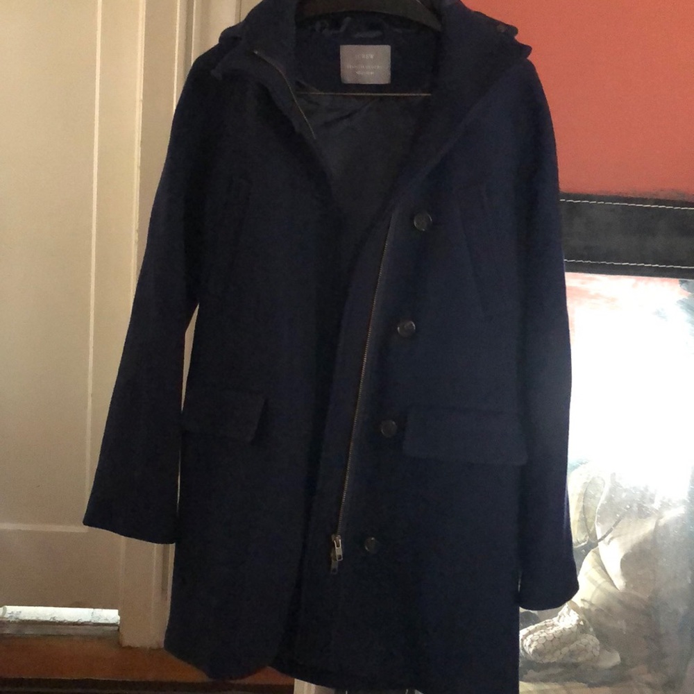 Super cute j crew navy duffle coat barely worn